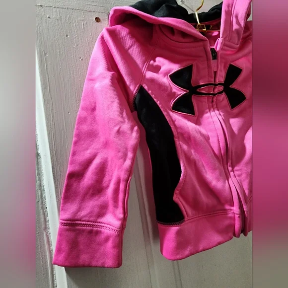 Under Armour 2T Pink and Black Zip-Up Hoodie - Picture 2 of 9